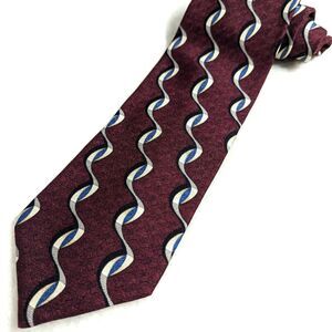 Vintage Men's 100% Silk Tie w/ Wavy Vertical Motif - Silk from Italy